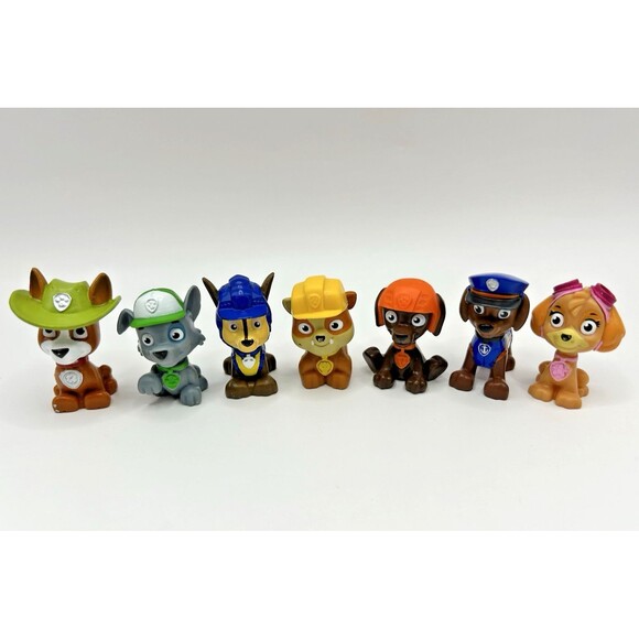Paw Patrol Mini Figures Lot of 7 Mini Cake Toppers Tracker Rocky Zuma Skye Chase - Picture 2 of 6